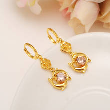 gold Womens Sparkling cute  Earrings crystal cz dolphin flower Wedding Stamp  Jewelry girls drop earrings diy charms 2024 - buy cheap