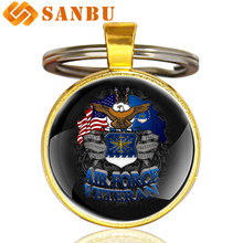 United States Air Force Art Glass Cabochon Key Chain Fashion Men Veteran Keychain Pendant Jewelry 2024 - buy cheap