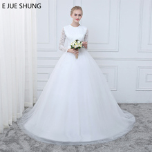 E JUE SHUNG White Vintage Lace Long Sleeves Cheap Wedding Dresses A-line Wedding Gowns robe de soiree hochzeitskleid 2024 - buy cheap