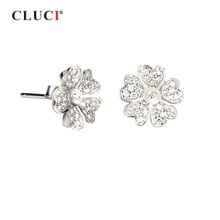 CLUCI 925 Sterling Silver Jewelry Women Stud Earrings Silver 925 Pearl Earring Mounting Luxury Stud Flower Earrings SE046SB 2024 - buy cheap