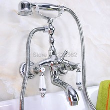 Chrome Wall Mounted Clawfoot Bathtub Shower Faucet Handheld Shower Faucets lna216 2024 - buy cheap