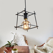 Lámpara colgante LED estilo Industrial Retro, Bombilla Edison, jaula negra, lámpara colgante 2024 - compra barato
