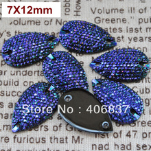 Free Shipping, 100pcs/Lot, 7*12mm Bling-star Indigo resin sew on Teardrop flat back sewing on stones 2024 - buy cheap