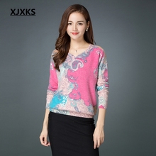 XJXKS High-end Women Cashmere Sweater Pullover Women Jumper Print Sweater Plus Size Good Quality Super Big Size Women Pullover 2024 - buy cheap