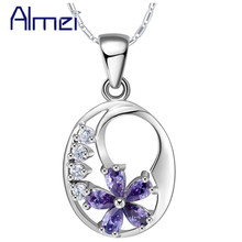 Almei flores cristal flor color Collar mujeres y colgantes Collar cuello sin cuello Mujer Plata señora joyería piedras N861 2024 - compra barato