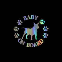 Car Sticker 12.7CM*11.7CM BABY ON BOARD Bull Terrier Dog  Car Decal Motorcycle Reflective Laser Vinyl Car Sticker 3D Car Styling 2024 - buy cheap