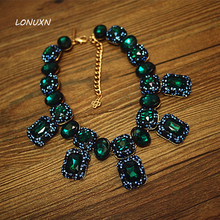 2017 new semi-precious stones green Crystal 40cm+8CM Baroque Retro Court necklace party Women jewelry party girls lovers gift 2024 - buy cheap