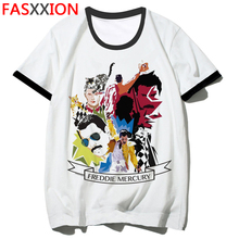 Camiseta freddie mercury, camiseta fashion queen band hip hop rock top verão manga curta masculina/feminina 2024 - compre barato