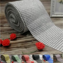 10 Yards/Lot 24 Rows Diamond Mesh Party Xmas Decoration Trim Wrap Roll Sparkle Rhinestone Crystal Bling Cake Ribbon 2024 - compre barato