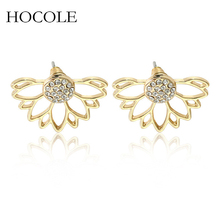 2018 Crystal Daisy Lotus Flower Earring For Women Simple Gold Silver Color Floral Stud Earring Wedding Jewelry Pendientes Mujer 2024 - buy cheap