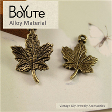 BoYuTe (100 Pieces/Lot) 15*23MM Antique Bronze Plated Metal Charms Diy Maple Leaf Pendants for Jewelry Making Supplies 2024 - buy cheap