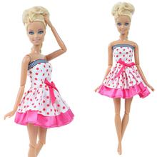 1 шт., розовое мини-платье с оборками, юбка с бантом, повседневная одежда, аксессуары, Одежда для куклы Барби, игрушки для девочек 2024 - купить недорого