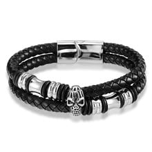 2019 Charm Leather Bracelet For Women Stainless Steel Bracelets 19-21-23cm size Genuine Leather Bracelets & Bangles Men Jewelry 2024 - buy cheap