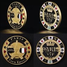 Париж Эйфелева башня чипы памятная монета позолоченная сувенирная художественная коллекция 2024 - купить недорого