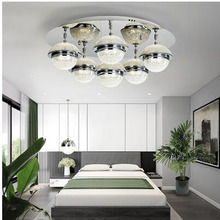 Lâmpada romântica de cristal led, lâmpada de teto redonda para sala de estar, quarto simples e moderna criativa