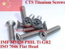 Titanium screws M5X20 ISO 7046 CSK Flat Head 2# Phillips Driver Ti GR2 Polished 10 pcs 2024 - buy cheap