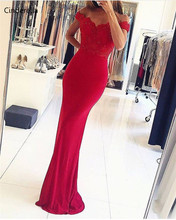 Cinderella V-Neck Off The Shoulder Floor Length Mermaid Spandex Lace Applique Evening Dresses Long Lace Mermaid Evening Dresses 2024 - buy cheap