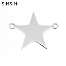 100pcs 2 loops Star blank pendants personalized print pendant steel/gold color mirror polished Stainless steel wholesale 2024 - buy cheap