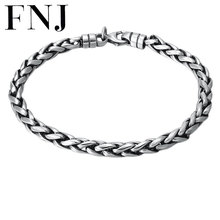 FNJ-pulsera de cadena de plata 925 para hombre y mujer, brazalete de plata pura S925 Original, ancho de 5mm, a la moda, 20cm 2024 - compra barato