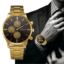 MIGEER модные мужские часы с золотым кристаллом с застежкой на крючок из нержавеющей стали аналоговые кварцевые мужские наручные часы relogio masculino 2024 - купить недорого