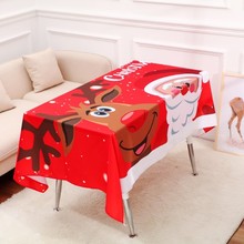 Mantel de cocina de decoración navideña, patrón de alces de Papá Noel, decoración de mesa para cena, fiesta en casa 2024 - compra barato