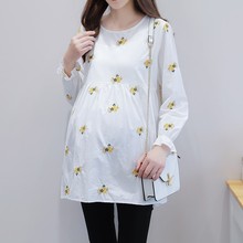 Funny Pregnancy T-shirts New 2018 Maternity Tops Tees For Pregnant Women Long Sleeve Pregnant T shirt Embroidery Print Tees 2024 - buy cheap