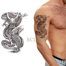 Tatuagem falsa temporária de dragão, adesivo de tatuagem à prova d'água para arte corporal, costas, perna, braço, barriga, tamanho grande para mulheres e homens 2024 - compre barato