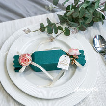 Cajas de dulces de papel verde para boda con decoración Floral para bodas, regalos, cajas para fiestas, cajas de Chocolate para Baby Shower 2024 - compra barato