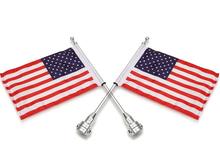 2PCS Motorcycle Chrome Rear Side Mount Flag Pole with USA Flag For Harley Davidson 2024 - buy cheap