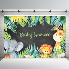 Fondo de vinilo de Safari en la jungla para fiesta de cumpleaños, cartel de decoración de animales para niños, fondo personalizado para sesión fotográfica y Baby Shower 2024 - compra barato