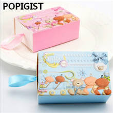 Personality Travel suitcase pink blue bear Candy Boxes Wedding Favor Boxes Supplies Baby Shower Favors Birthday Party Decoration 2024 - buy cheap