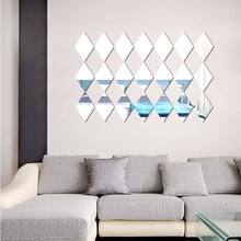 10pcs/set Geometric Diamond Mirror Wall Stickers Bathroom Tile 3D Sticker Mural Home Decoration Acrylic Autocollant Quote 2024 - buy cheap