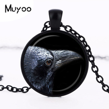 RAVEN PENDANT Black Raven Necklace Goth Jewelry Bird Necklace Steampunk Gift Black Gray Round Blue Crow Necklace Wizard HZ1 2024 - buy cheap