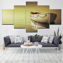 Pintura em tela vida do pi barco tigre wallpapers arte da parede fotos 5 peças modular wallpapers poster impressão decoração casa 2024 - compre barato