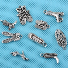 Mixed Vintage Silver High-heeled shoes Roller skates Charms Pendant For Jewelry Making Bracelet Necklace Crafts  Gift Hot Z422 2024 - buy cheap