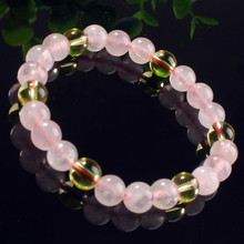 100-original 1 pçs charme natural rosa rosa quartzo amarelo cristal contas redondas pedra pulseiras artesanais para mulher 2024 - compre barato