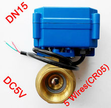 Válvula de bronze automática da válvula motorizada elétrica de 1/2 ", dc5v com 5 fios, válvula elétrica dn15 para com comentário do sinal 2024 - compre barato