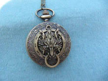 5pcs / lot Wholesale~Beautiful wolf Pocket Watch Necklace charm necklace with chain, best gift for friend 2024 - buy cheap