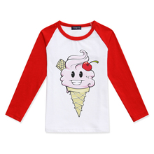 New Arrival Girls Raglan Long Sleeve Tops Baby Boy Tshirt Cartoon Ice Cream Print Fashion Cotton Kids T Shirt Children Clothing 2024 - buy cheap