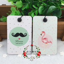 in stock Free shipping mustache Flamingo art paper 4Cprinting hang tag normal clothing hat jewelry tag without string customized 2024 - buy cheap