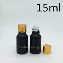 12pcs 15ML Black Frosted Glass Bottle 15ml Vials Essential Oil Bottle Gold Aluminum Screw Cover Perfume Bottle 2024 - buy cheap