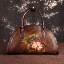 Bolso bandolera Vintage de cuero genuino para mujer, bolsa de hombro cruzado con relieve Floral, de lujo, de alta calidad 2024 - compra barato