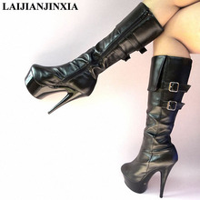 LAIJIANJINXIA-Botas de tacón alto hasta la rodilla para mujer, zapatos de plataforma de 5cm, Zapatos de baile de barra 2024 - compra barato