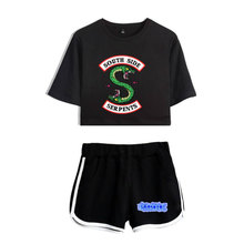 Chándal con estampado de algodón para mujer, conjunto de 2 piezas de Riverdale Southside Serpents, Tops cortos y pantalones cortos, 2020 2024 - compra barato