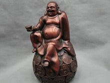 YM  311 11'' China Bronze Buddhism Happy Sit Maitreya Buddha Monk Statue 2024 - buy cheap