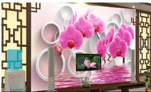 Papel de parede personalizado 3d 3 d tv 3 d, para casa, sala de estar, borboleta, orquídea, reflexão, definição de tv, imagem de parede 2024 - compre barato