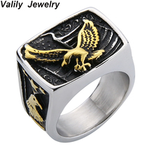 EdgLifU Man's Biker Punk Eagle Ring Vintage Hiphop Finger Band Ring Jewelry Stainless steel Fashion Motorcycle Animal Rings New 2024 - buy cheap