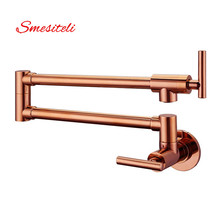 Smesiteli Hot Sale Modern Style Solid Brass Rose Gold Finish Wall Mounted Pot Filler Sink Tap Kitchen Faucet 2024 - buy cheap