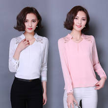 2018 new Spring summer Women Blouses Lace Plus Size Casual shirts  Hollow Long-sleeved chiffon blouse Shirt women Tops 377E 20 2024 - buy cheap
