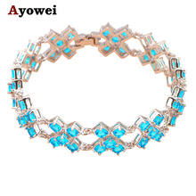 Luxury charm bracelets for women Silver Light blue  Health Nickel & Lead free Fashion jewelry TB720A 2024 - buy cheap